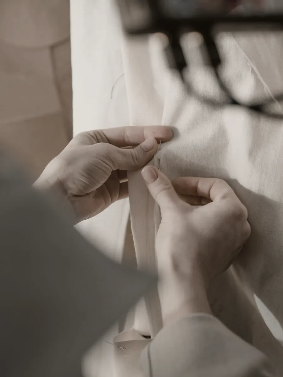 A rolled hem, by hand