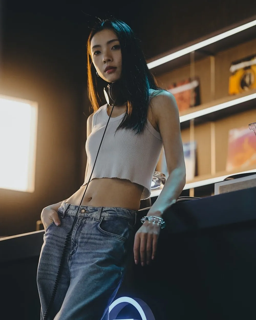 Rib crop and denim