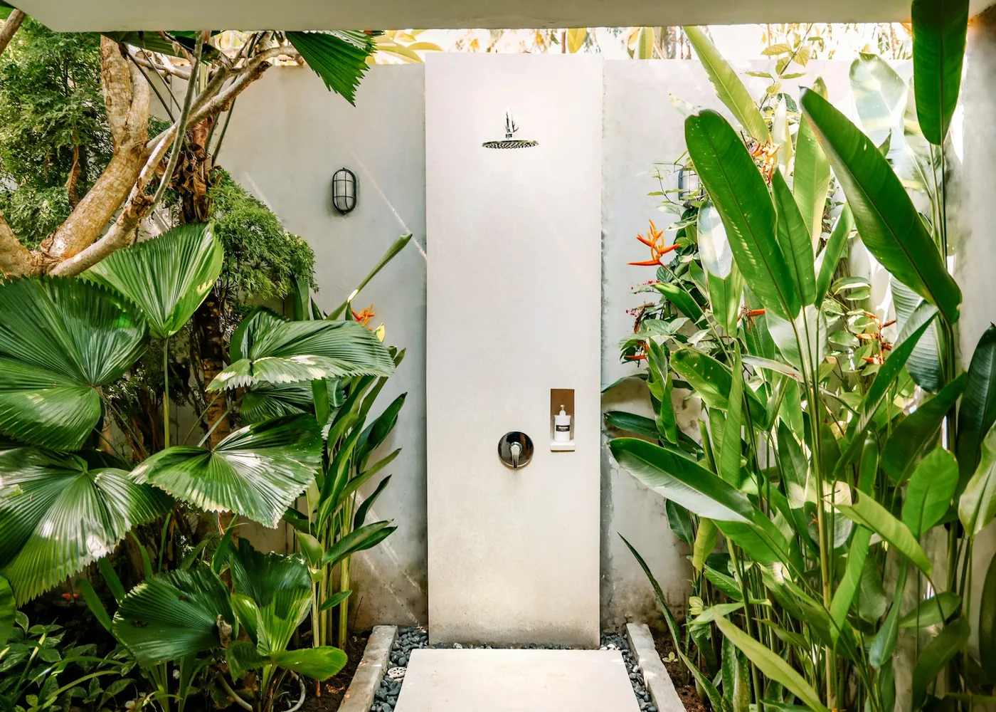 Outdoor shower in the garden