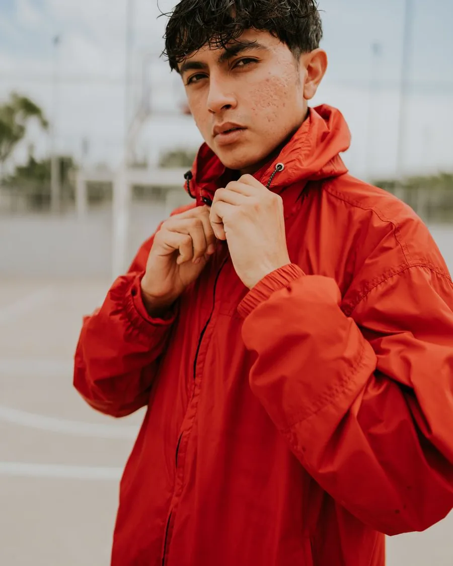 Red Hooded Shell Jacket