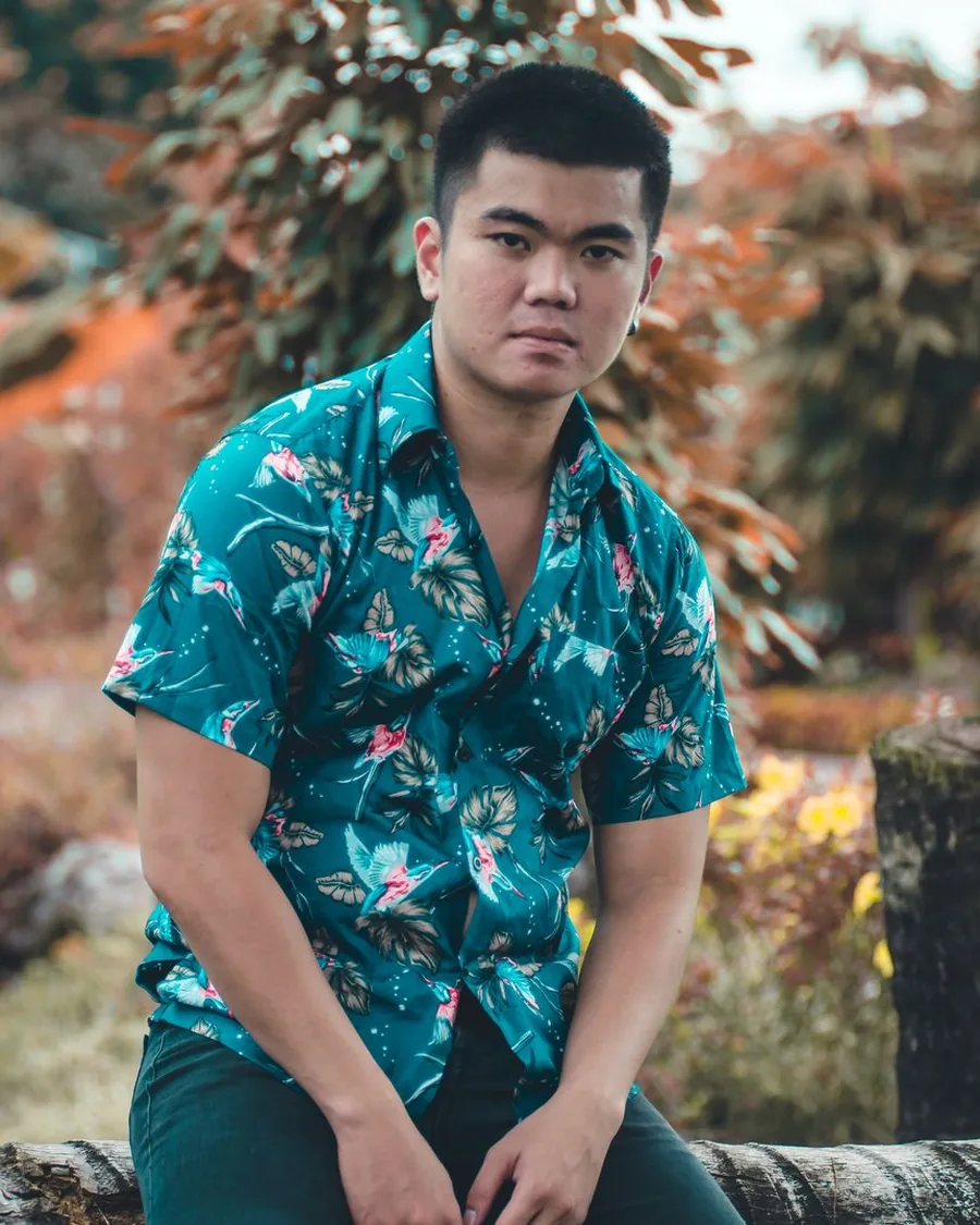 Teal Bird Print Shirt