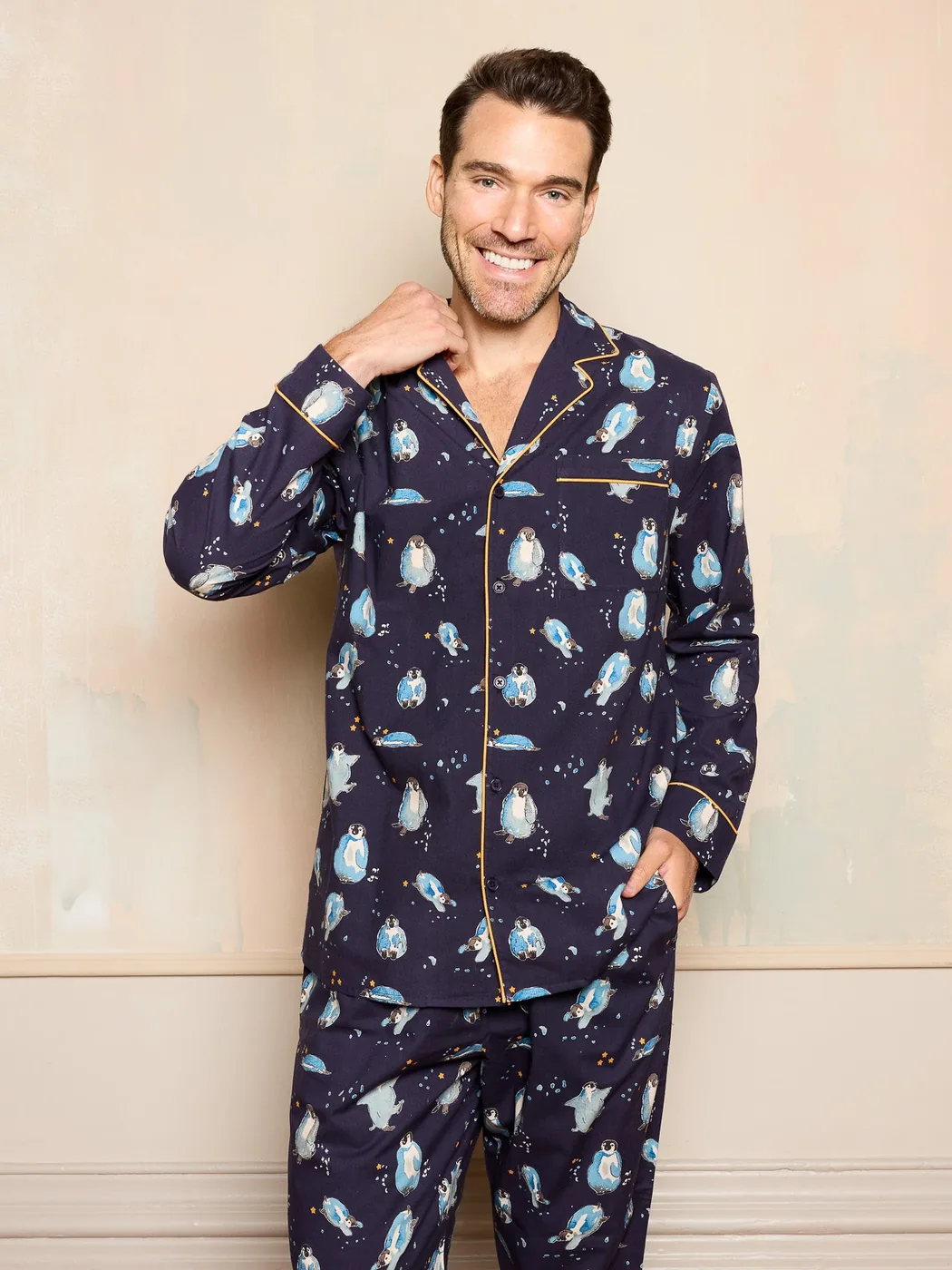 Navy Penguin Cotton Set