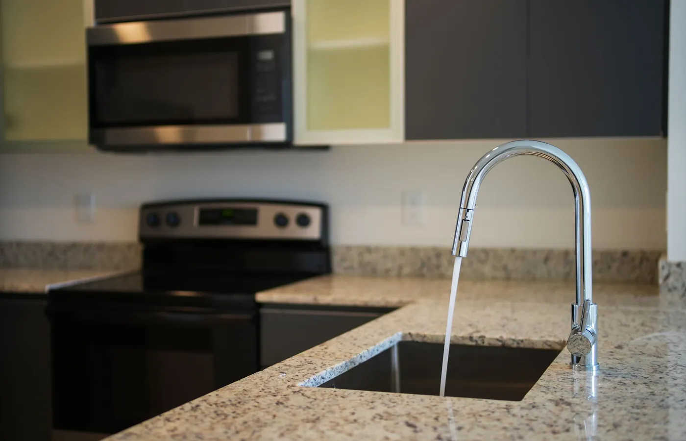 Kitchen sink and drain line, after