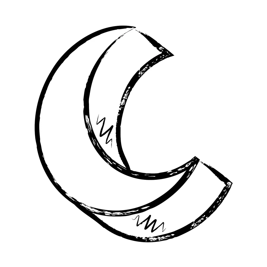 Crescent moon, flash design by Mara D'Souza