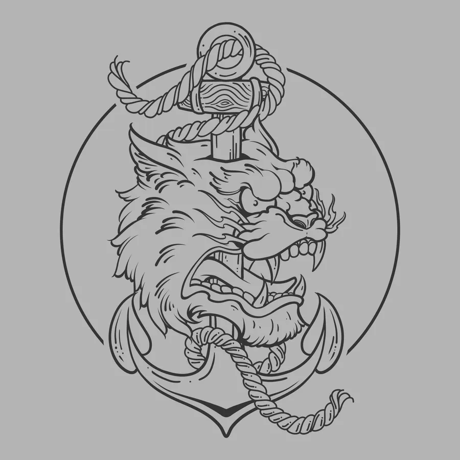 Wolf & anchor, flash design by Rohan Bhatt