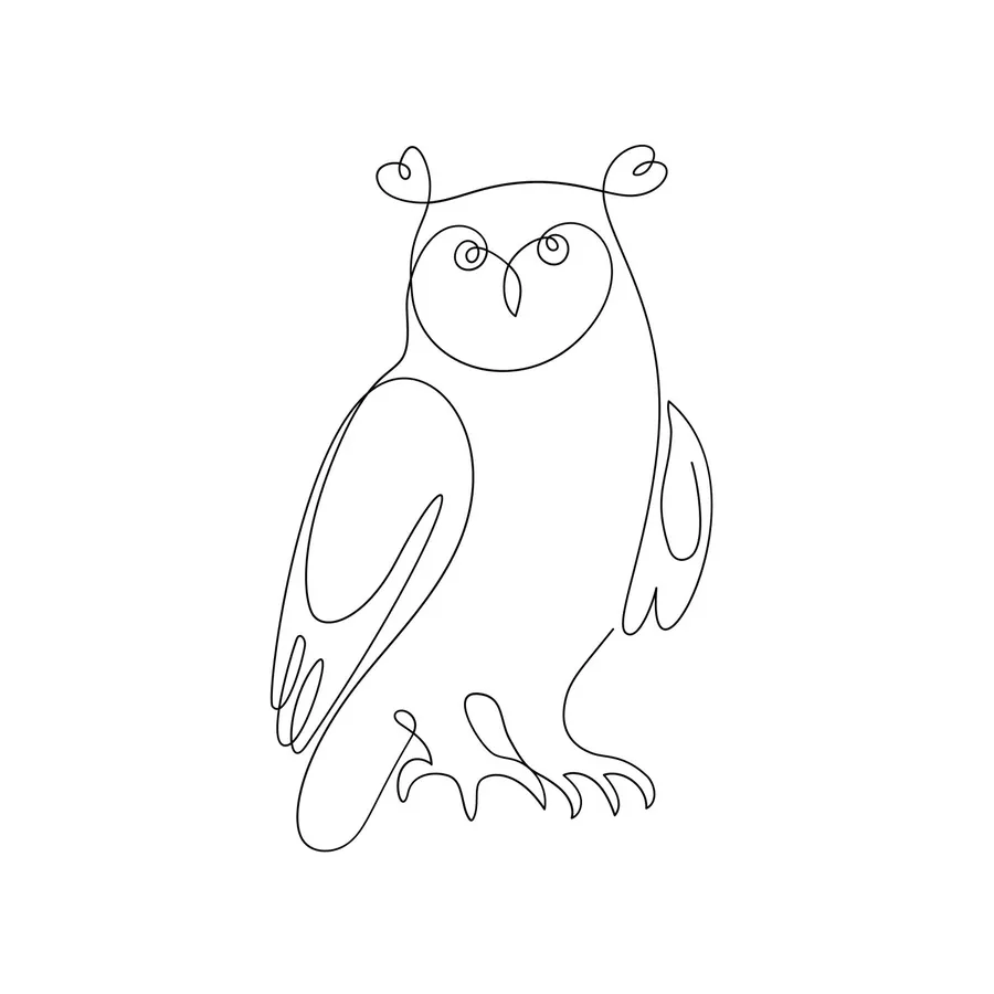 Single-line owl, flash design by Mara D'Souza