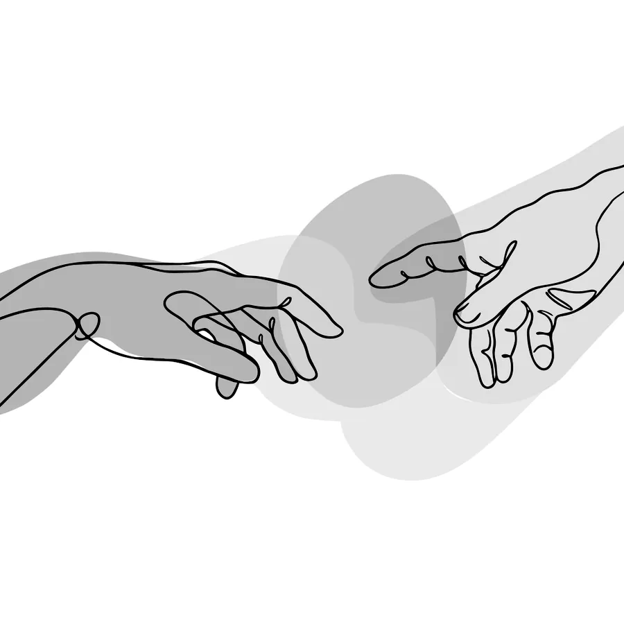 Reaching hands, flash design by Mara D'Souza