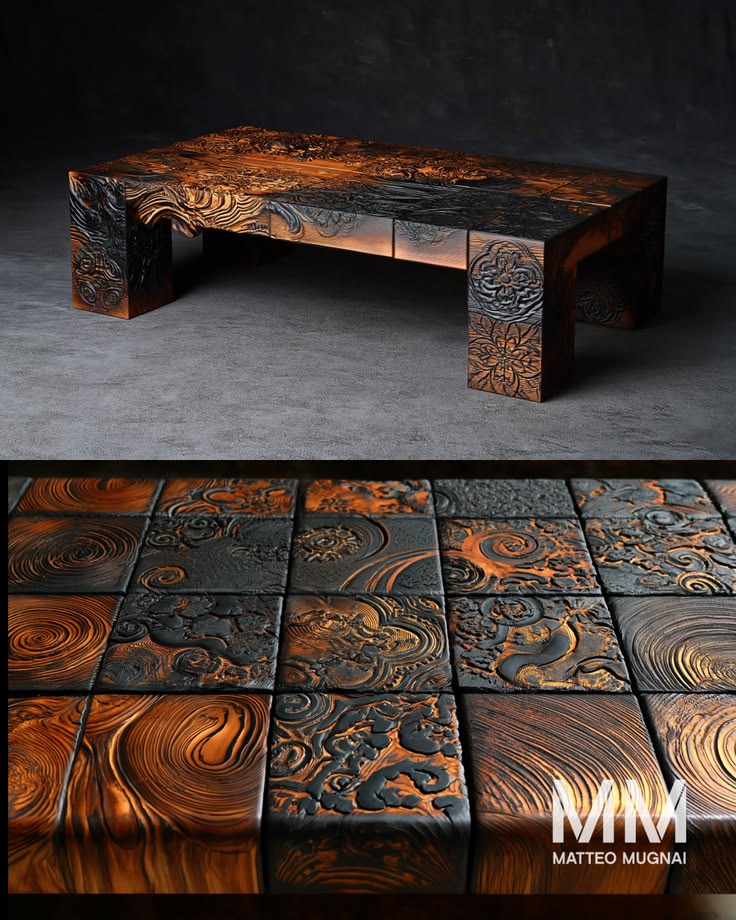 Designer Charred Wood Coffee Table