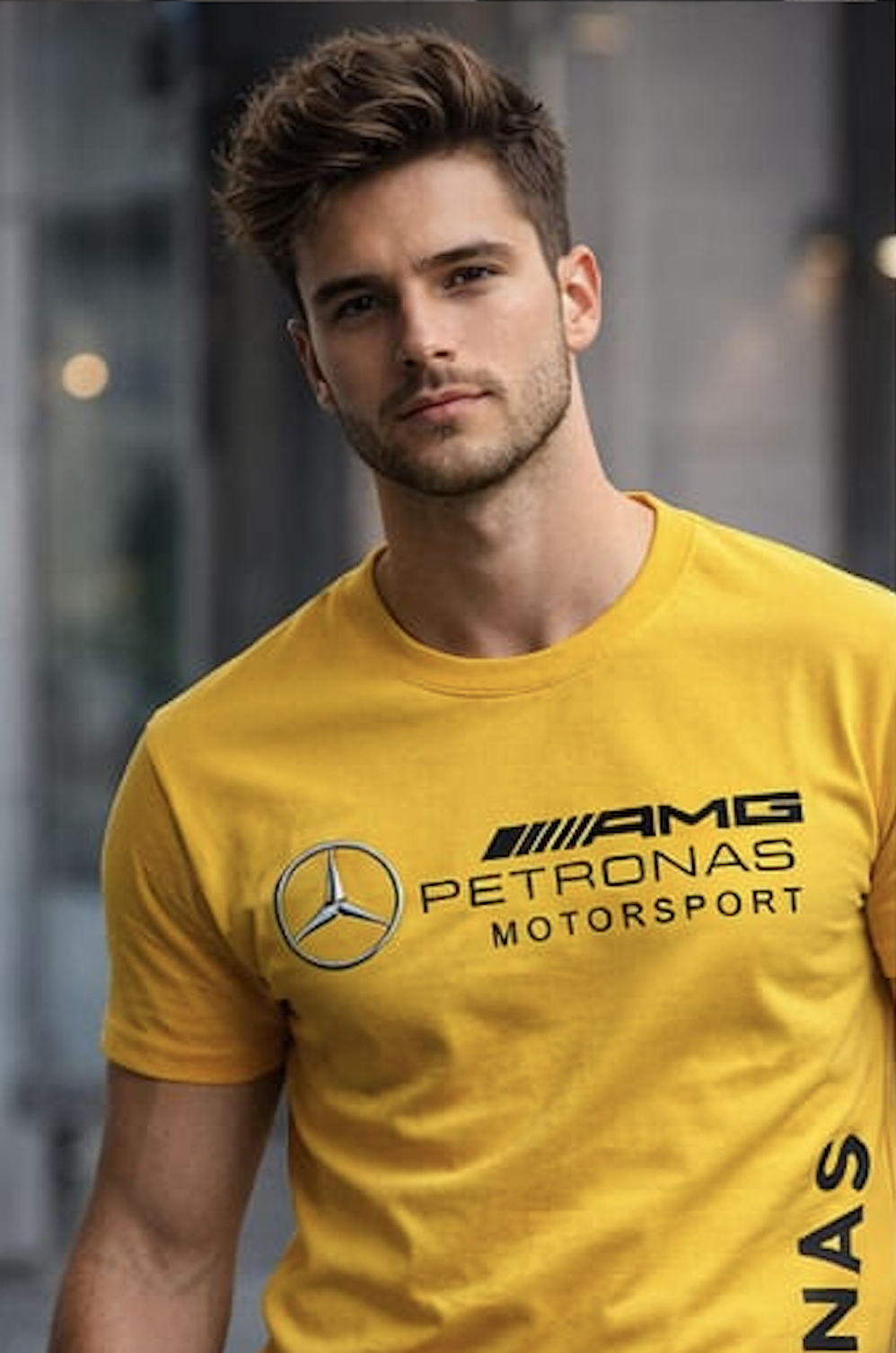 Mercedes AMG Petronas Motorsport Yellow Graphic T-Shirt – Bold Streetwear Edition