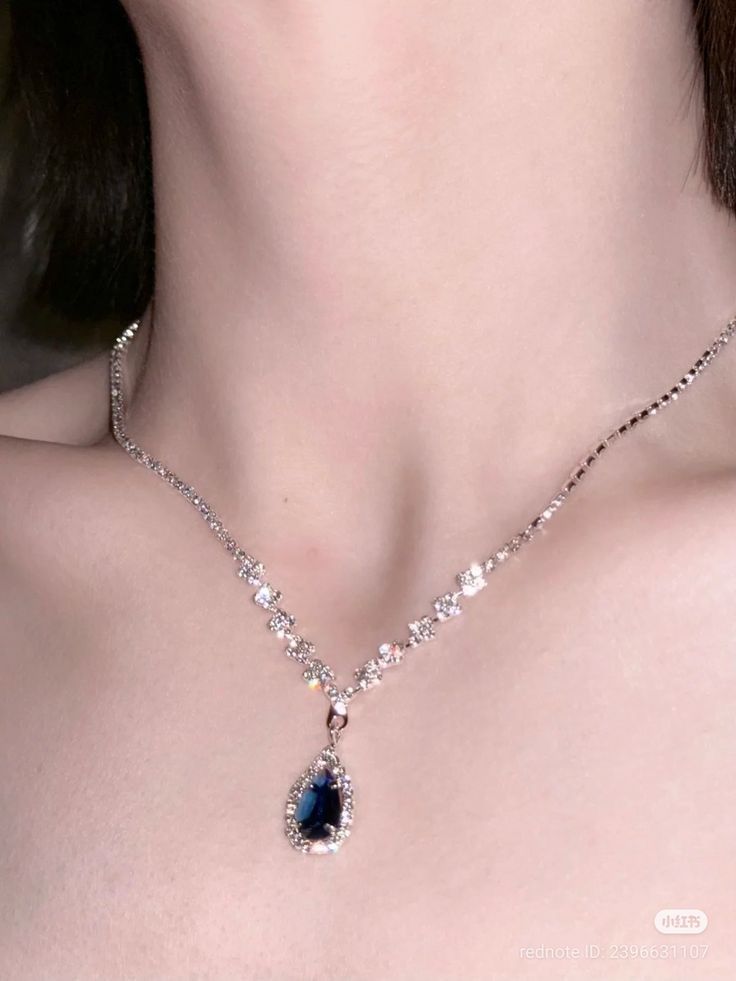 Blue Emerald Necklace  Made 925 sterling silver