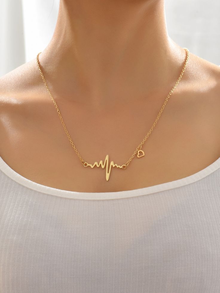 long heartline women's necklace Made 925 sterling silver