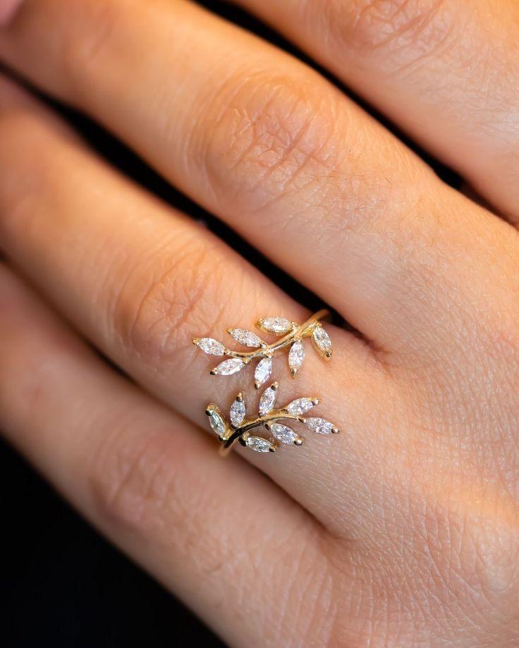 Elegant Double Leaf Wrap Ring Made 925 Sterling Silver