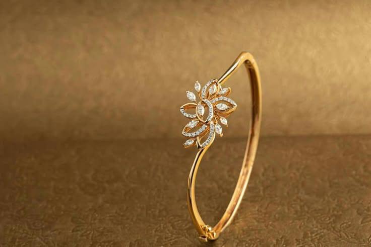 Elegant Floral Crystal Open Bracelet Made 925 Sterling Silver
