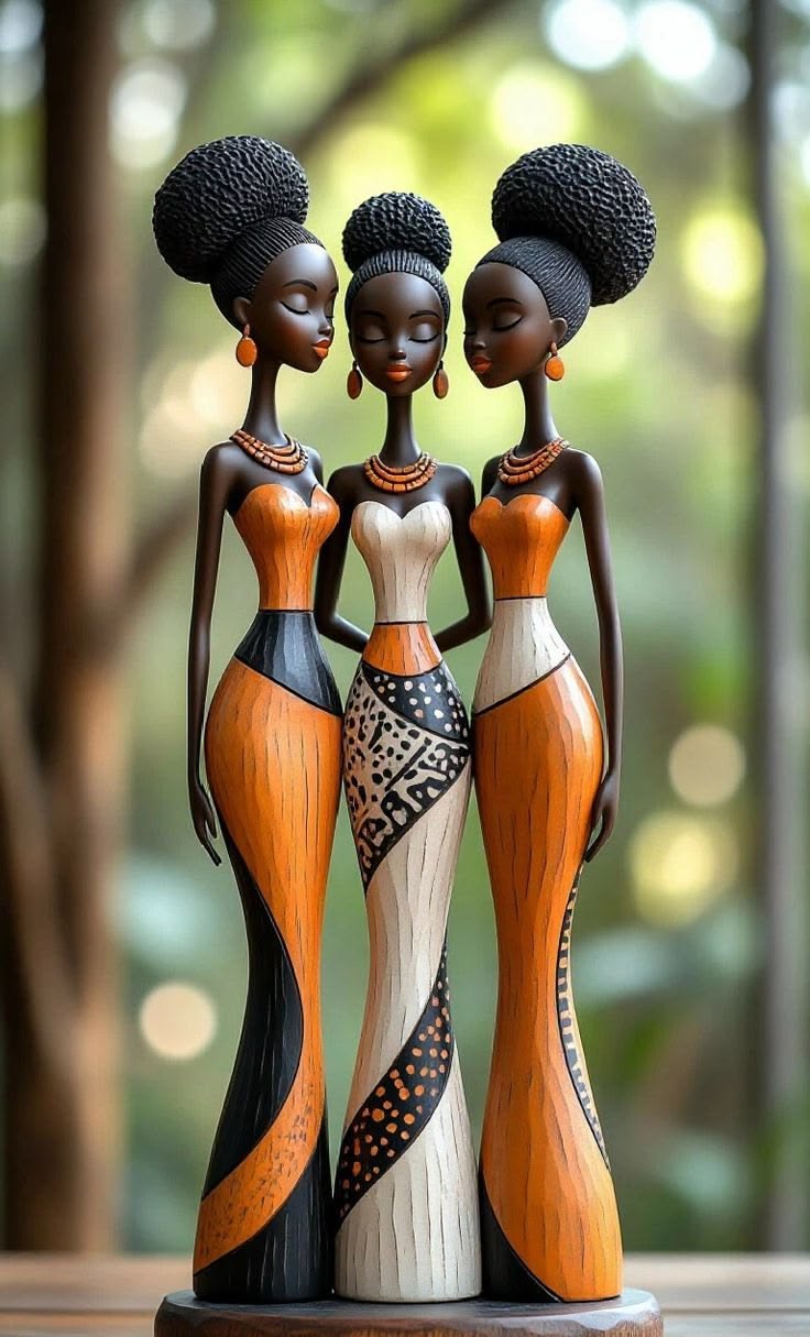 African Sisterhood Wooden Sculpture Set
