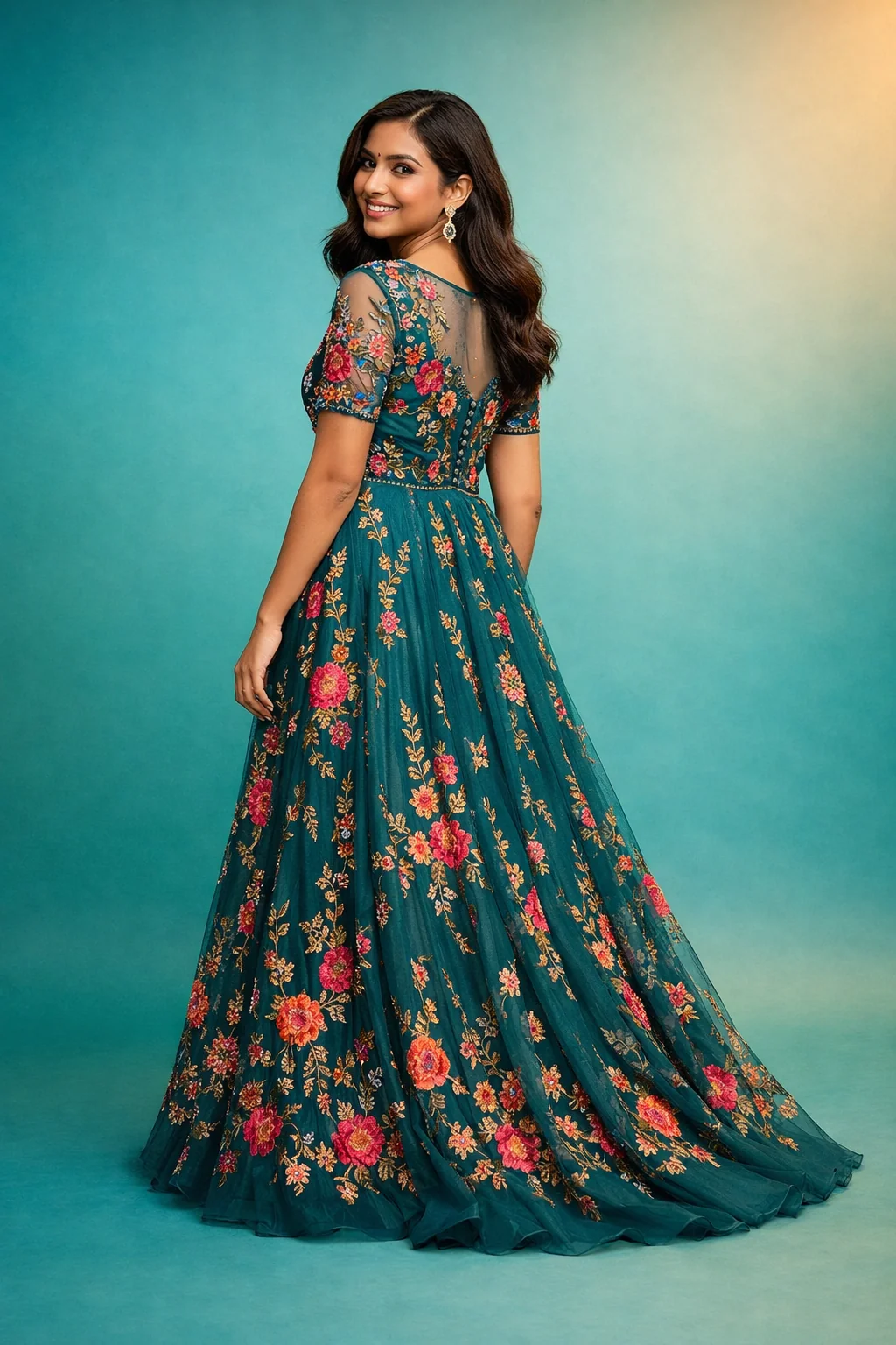 Embroidered Evening Gown