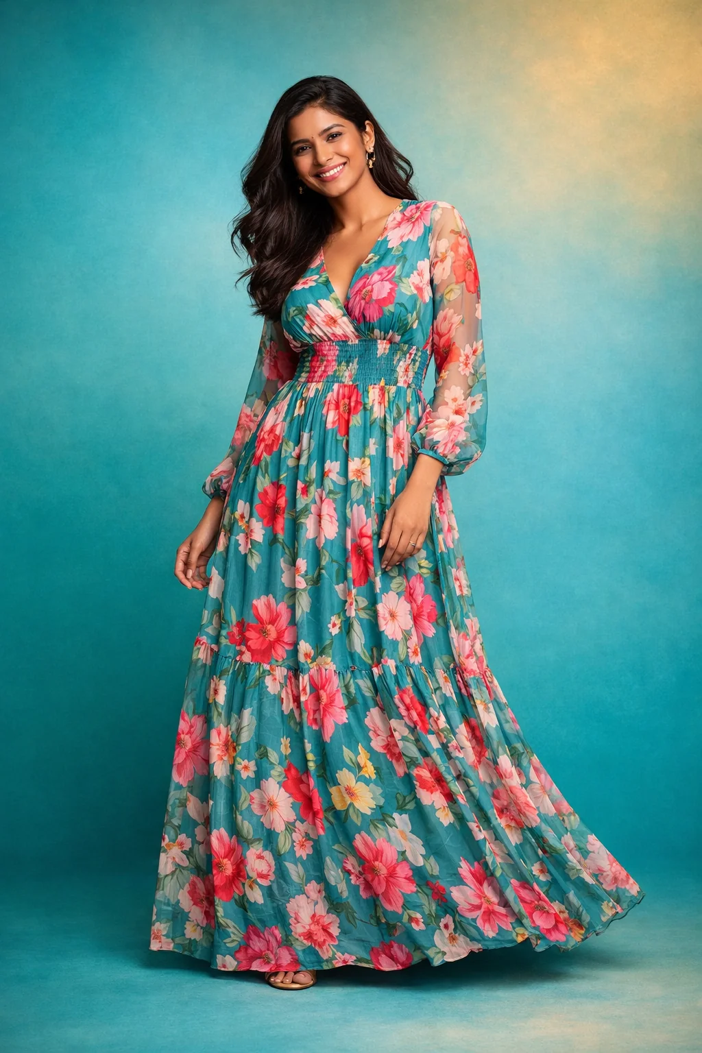 Floral Printed Gown