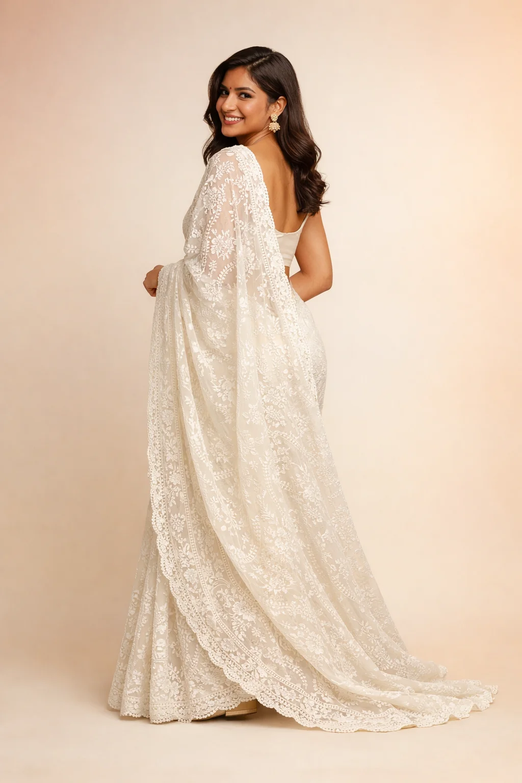 Lakhnavi Hand-Embroidered Saree