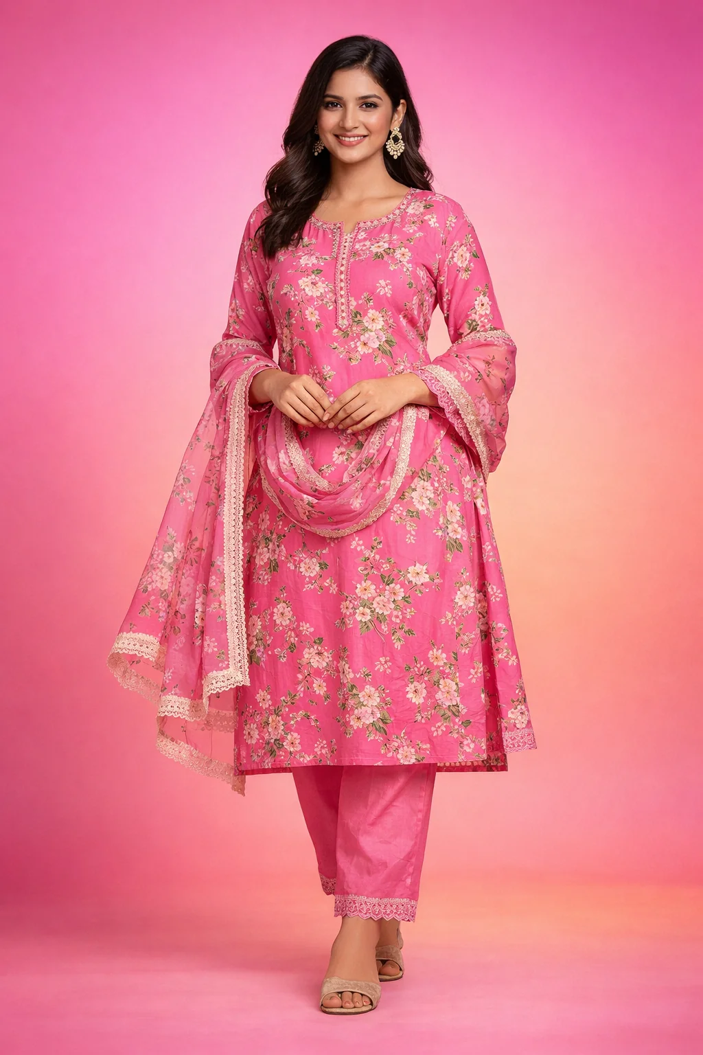 Gulabi Pink Floral Kurta Set