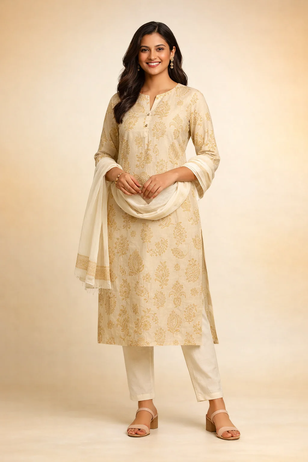 Linen Blend Straight Kurta
